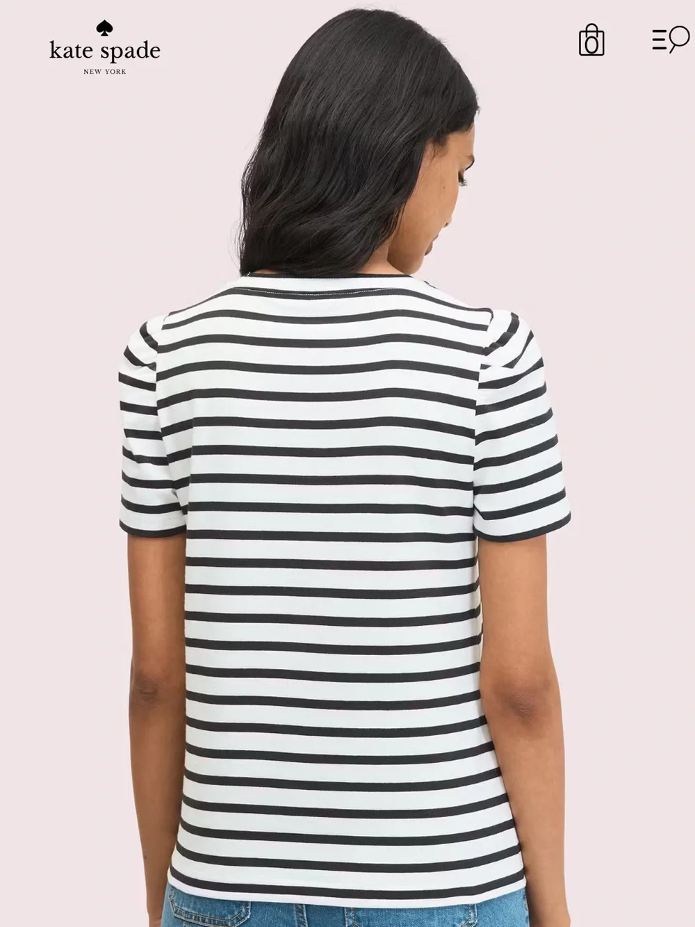 kate spade Black & White Striped Short Sleeve Crewneck Tee